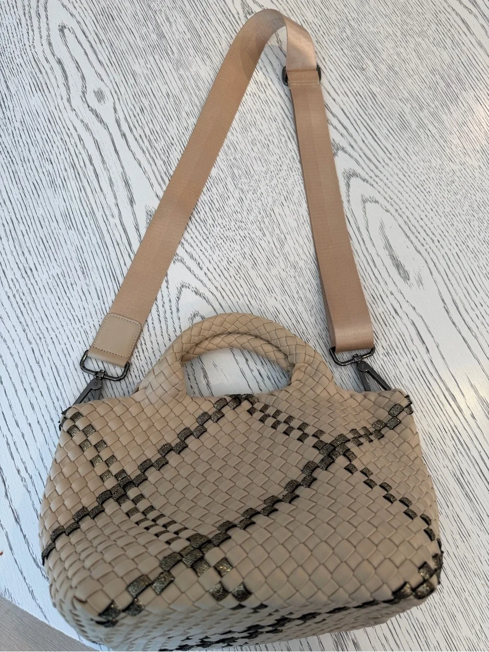 St. Barth's Moonlit Plaid Woven Mini Tote